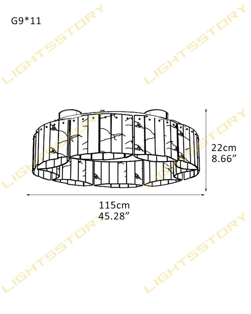 LightsStory Series Murano Swirl Ceiling Light Hand-Blown Alabaster with Brushed Brass Finish for Bedrooms, Kitchens, and Dining Rooms. 11-light-D115*H22CM D45.28"*H8.66" Luxury Modern Chandelier