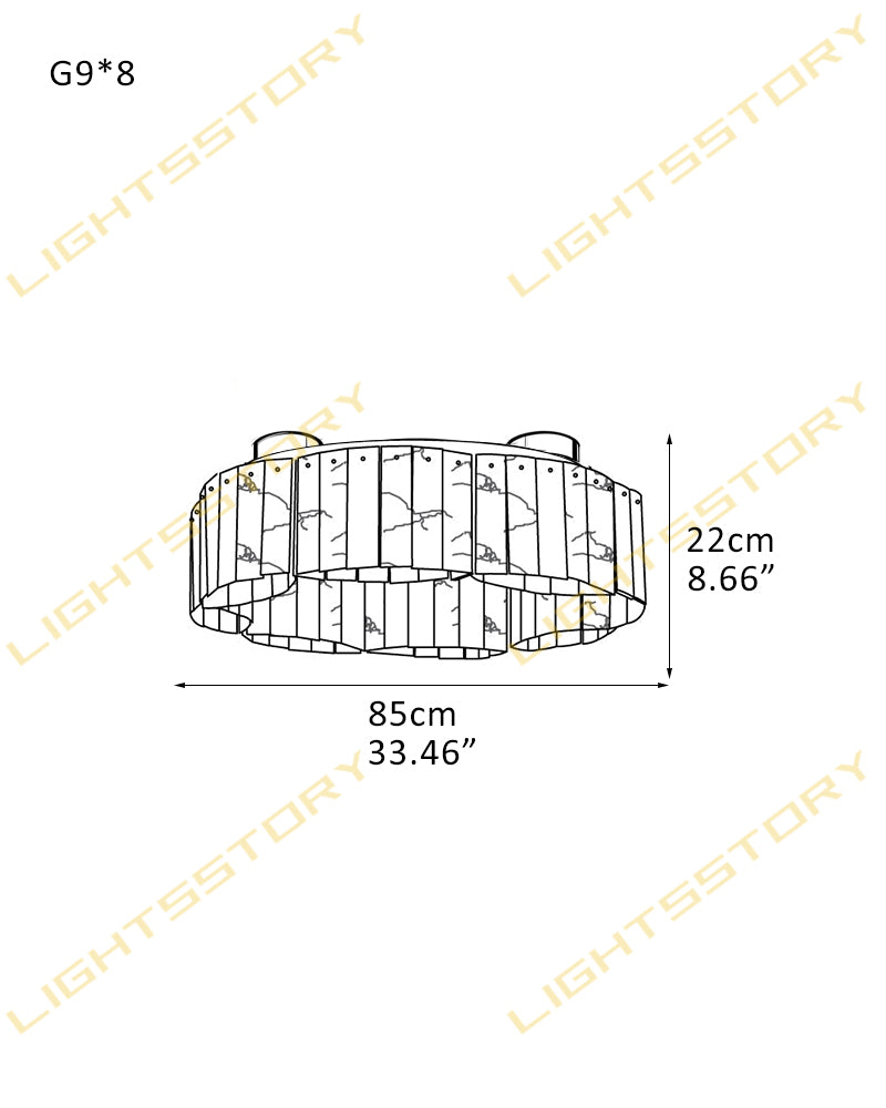 LightsStory Series Murano Swirl Ceiling Light Hand-Blown Alabaster with Brushed Brass Finish for Bedrooms, Kitchens, and Dining Rooms. 8-light-D85*H22CM D33.46"*H8.66" Luxury Modern Chandelier