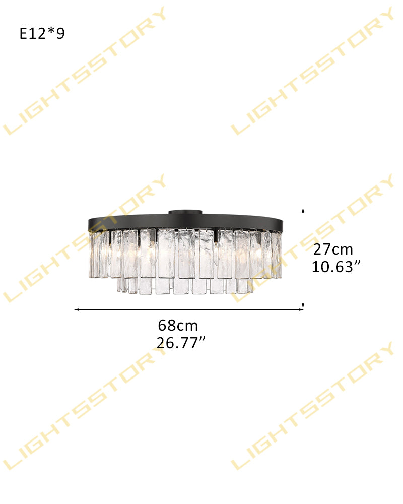 Clear Glass 2-tier Black/Golden Drum Ceiling Light Fixtures for Foyer Entrance - Stunning Cirara Collection