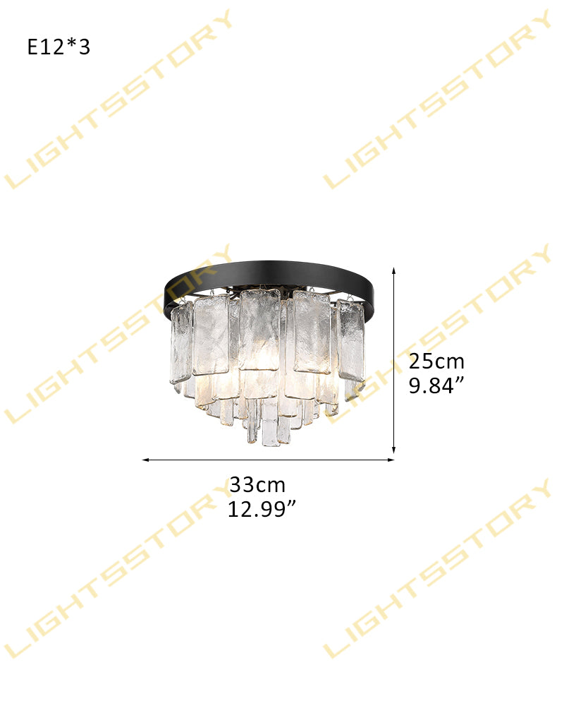 Clear Glass 2-tier Black/Golden Drum Ceiling Light Fixtures for Foyer Entrance - Stunning Cirara Collection