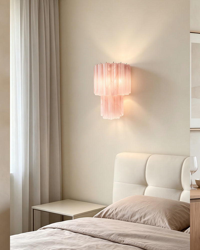 Cortina Statement Pink Murano Glass Tubes Wall Light - Artistic Wall Sconces - Bedrooms, Hallways & Bathrooms