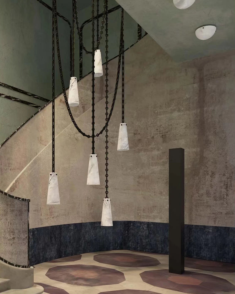 Cassie Flush Handcrafted Alabaster Lamp, Kitchen Island Ceiling Lamp