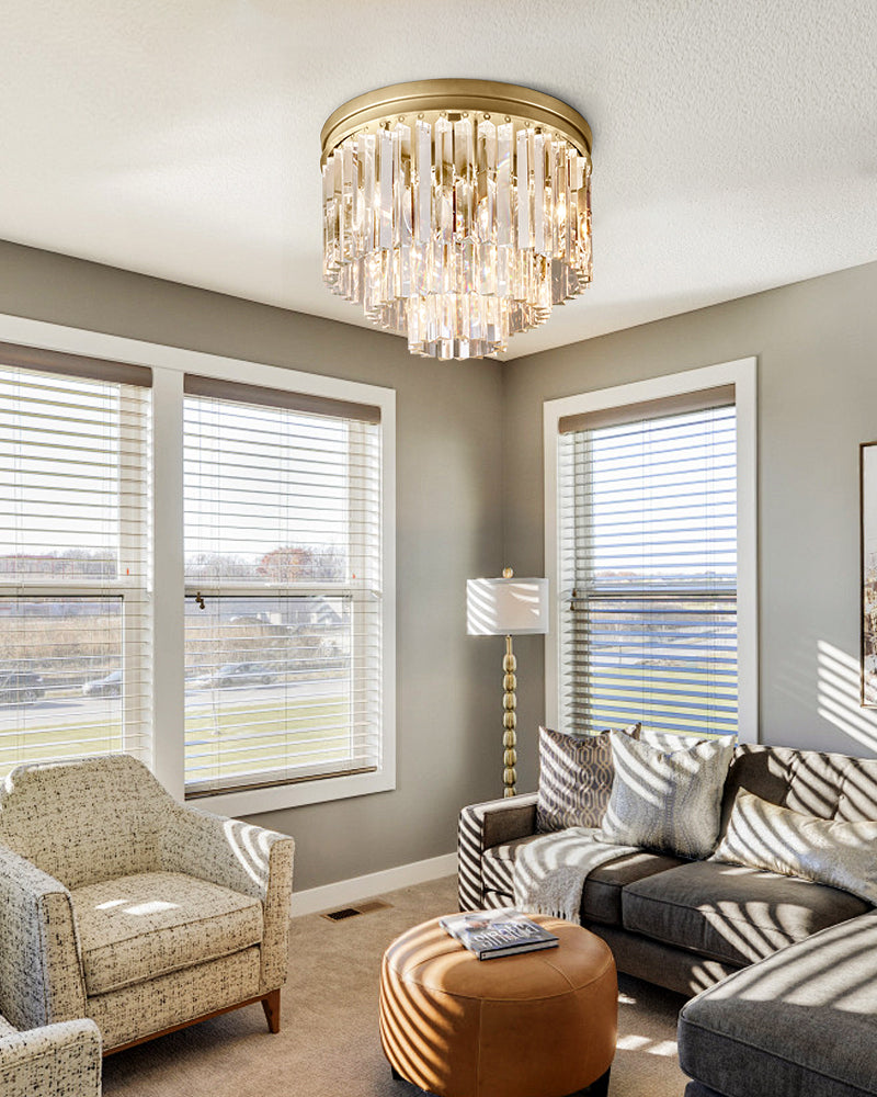 Crystal glass and brass ceiling lights