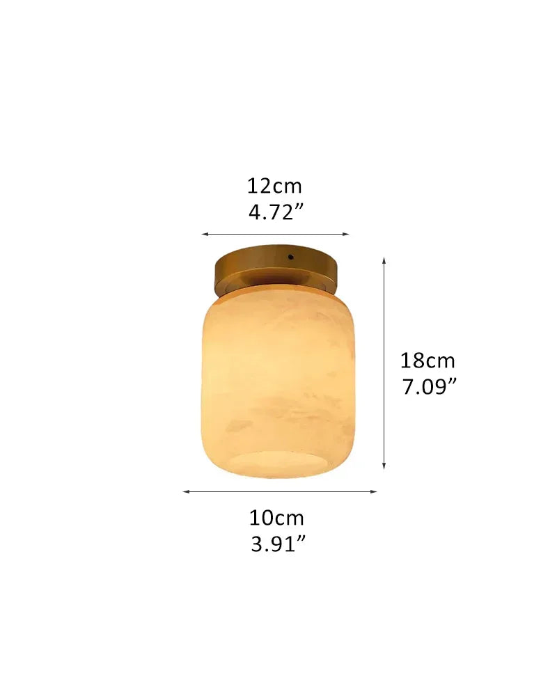 LightsStory Series Geometric Ceiling Light | Round Alabaster Orb and Square Brass Frame Genuine Alabaster with Polished Brass Frame, Polished Brass finish for Bedrooms, living rooms, and entryways D-D10*H18CM D3.94“*H7.09" White + Brass Flush Mounted Ceiling Lamp