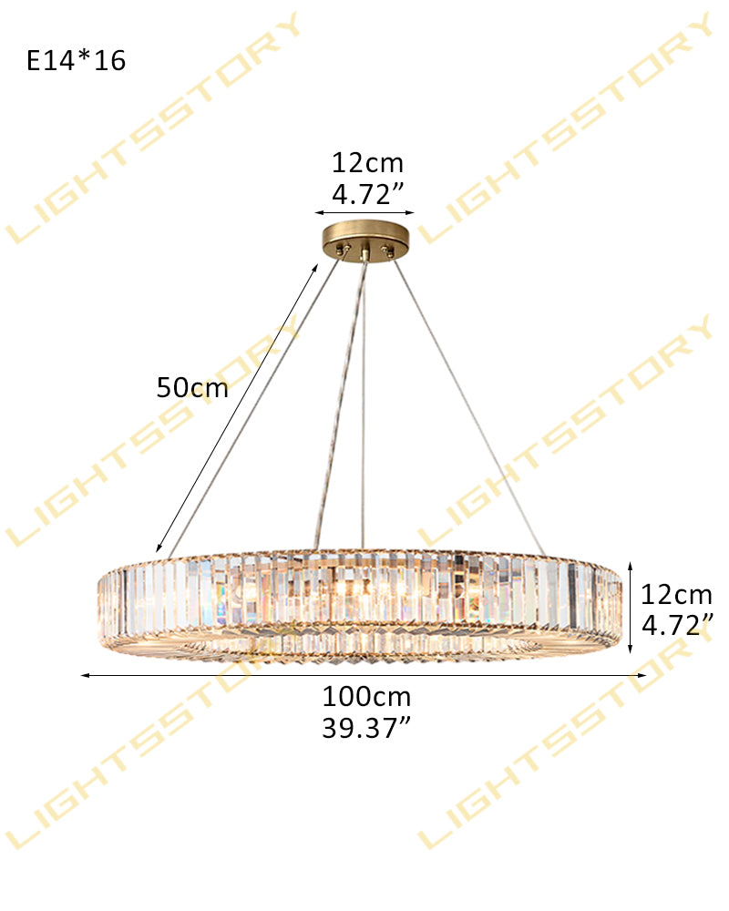 LightsStory K9 Crystal Ring Chandelier - Luxury 1 to 2 Tiers