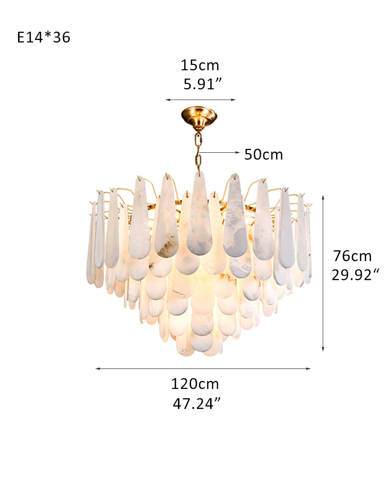 Dia 21.7"-Tiered Raindrop Alabaster Chandelier lighting hanging for living room foyer kitchen