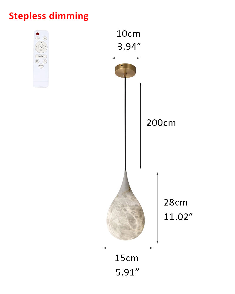 Spanish Marble Droplet Ceiling Pendant Lamp by stepless dimming for kitchen Island, bedroom