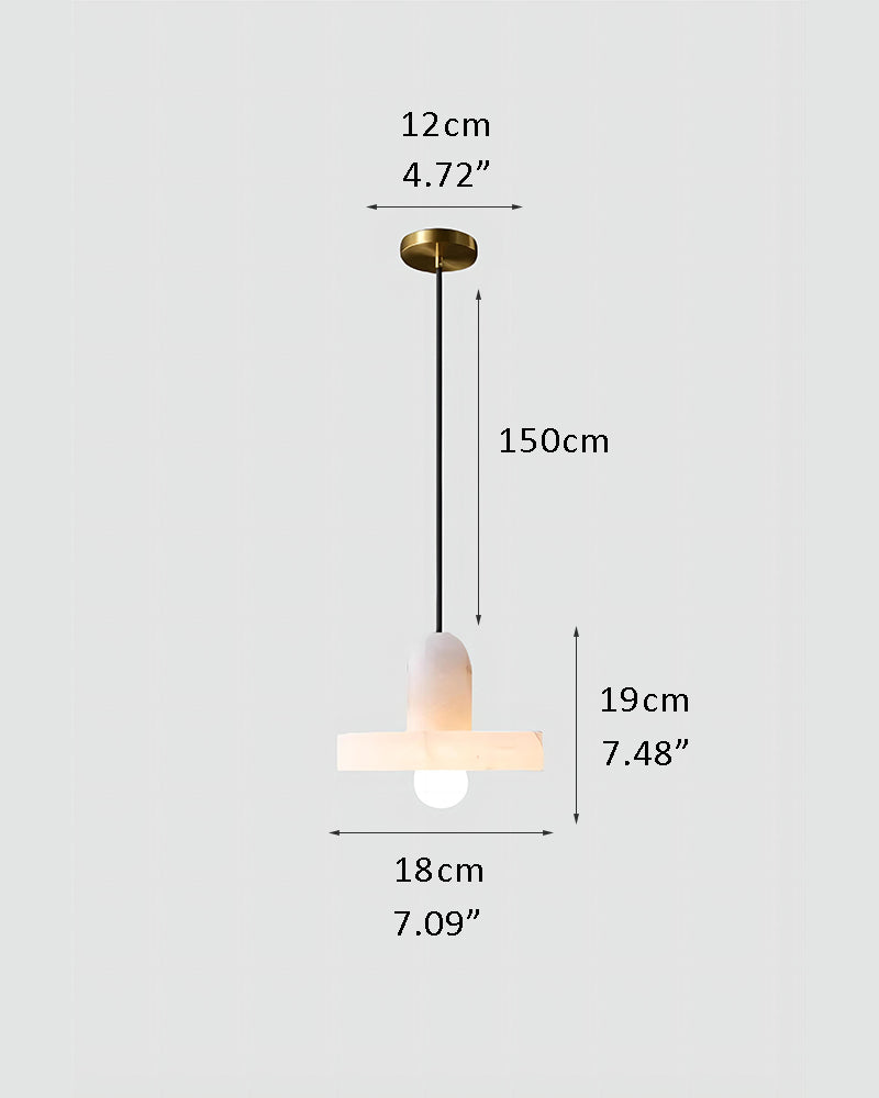 Dimensions of Modern E27 alabaster pendant lamp: 19cm height, 12cm width.