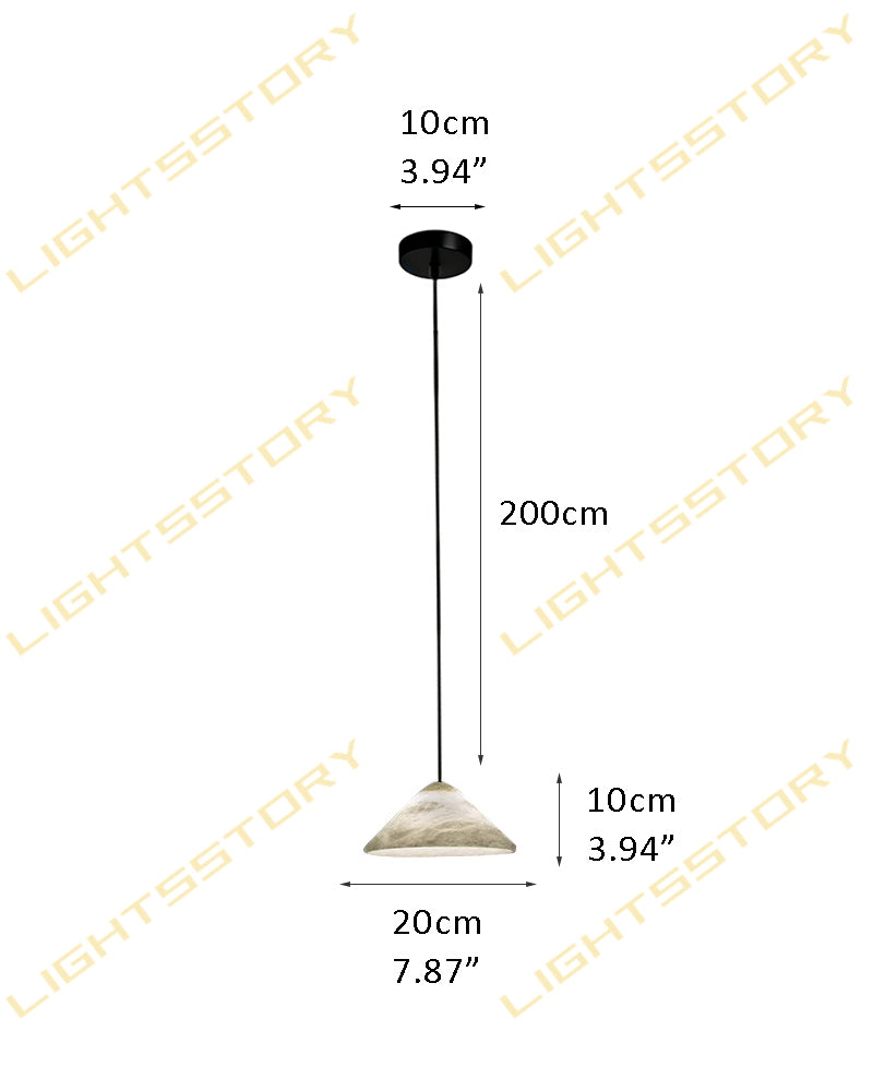 Alabaster Conical Prism Pendant Light - Natural Spanish Alabaster Cones, Serene Black Trim - Kitchens, Dining & Living Rooms