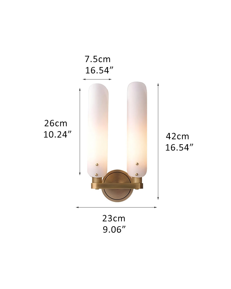 Milk Glass Curved Wall Sconce lamp in brass 1/2-Light flush mounted in Bedroom corridor reading room