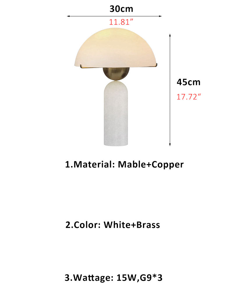 G9 Alabaster white marble table lamp,15W, Dia 12"