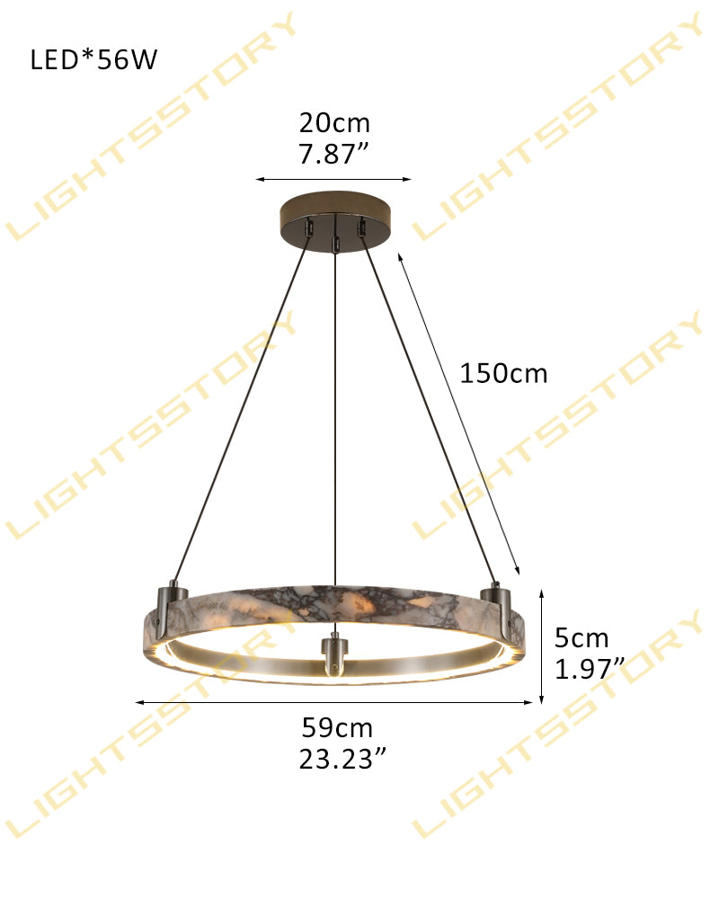 Italian Style Marble Single Ring Ceiling American Loft Chandelier Aged Brass/Black Frame D59*H5CM D23.23"*H1.97" Black American chandelier