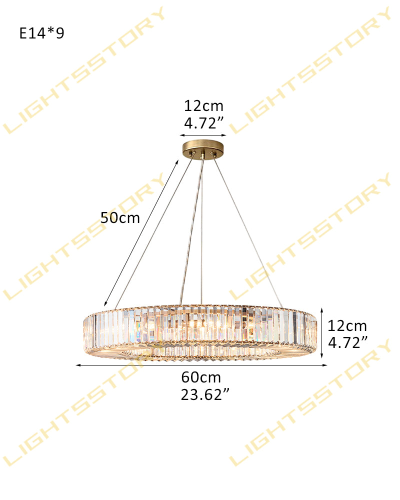 LightsStory K9 Crystal Ring Chandelier - Luxury 1 to 2 Tiers