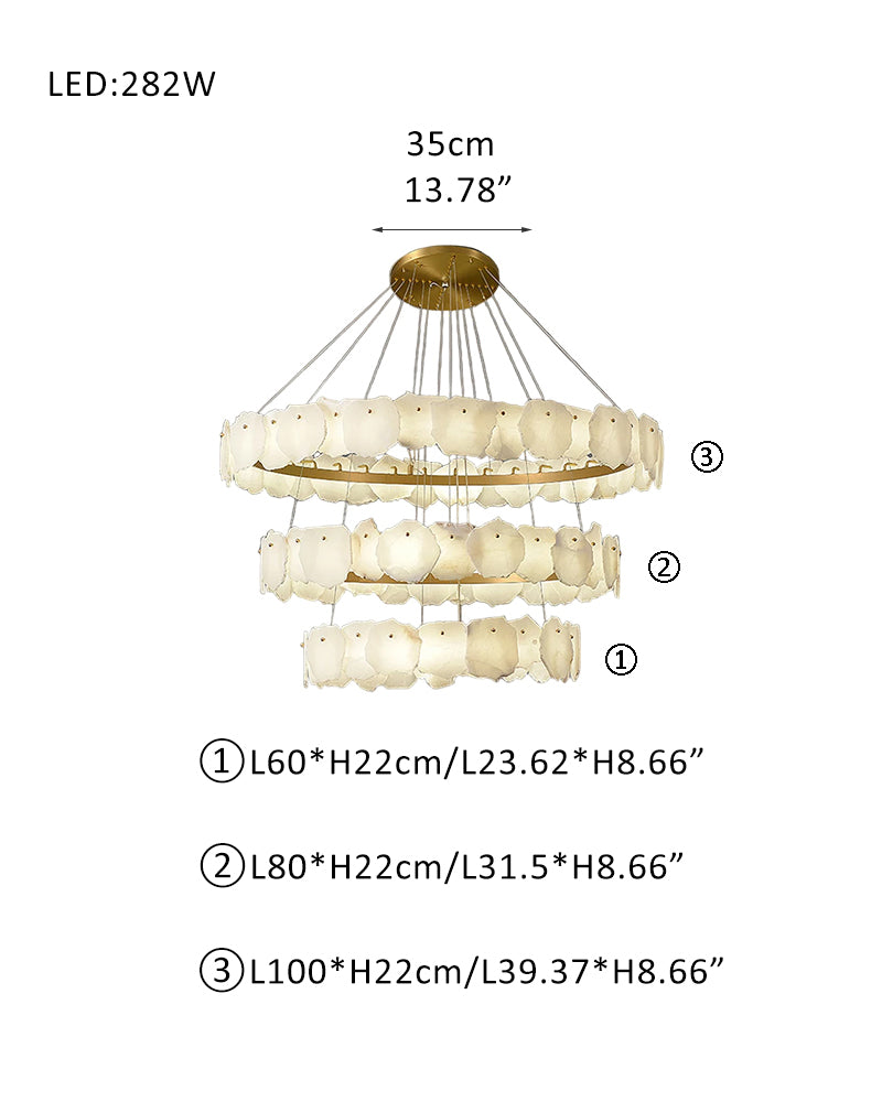 Multi-tiered marble chandelier with irregular pieces, modern chandeliers with stepless dimming