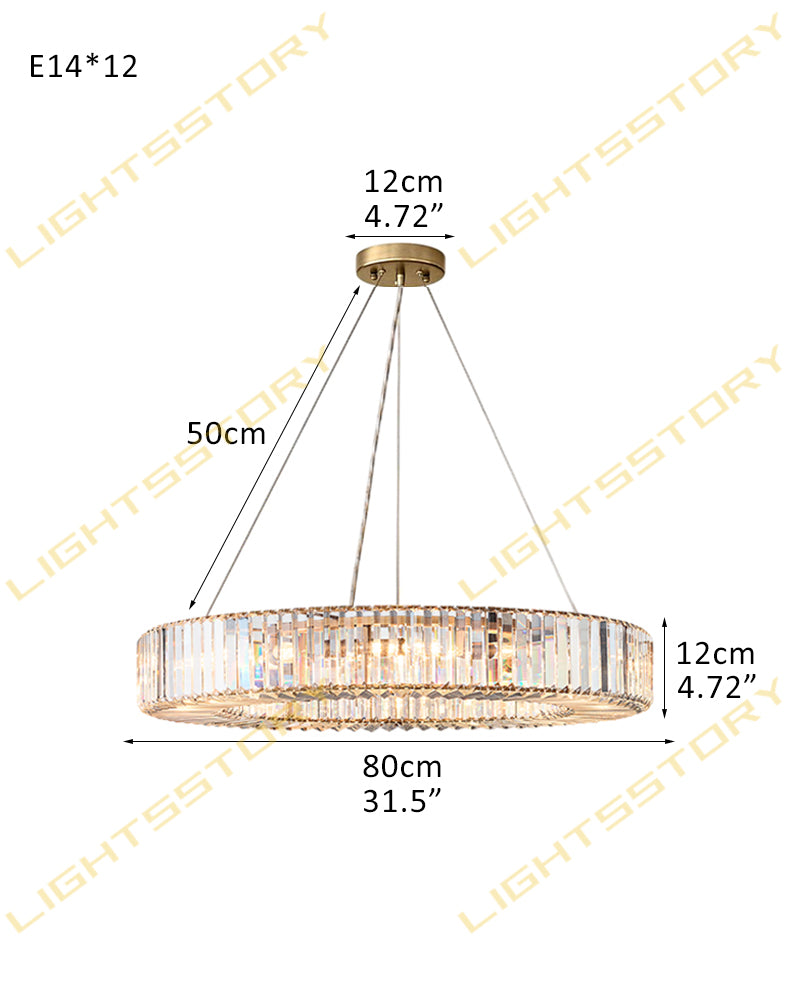 LightsStory K9 Crystal Ring Chandelier - Luxury 1 to 2 Tiers