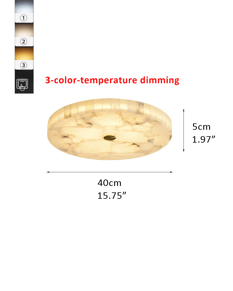 Modern White Spanish Marble Round Ceiling Light, Dia 16“/20"/24",18W to 48W