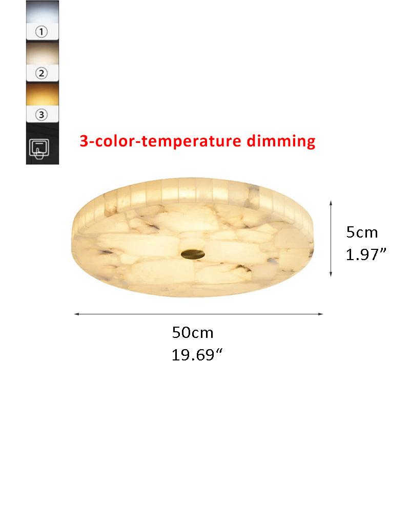 Modern White Spanish Marble Round Ceiling Light, Dia 16“/20"/24",18W to 48W