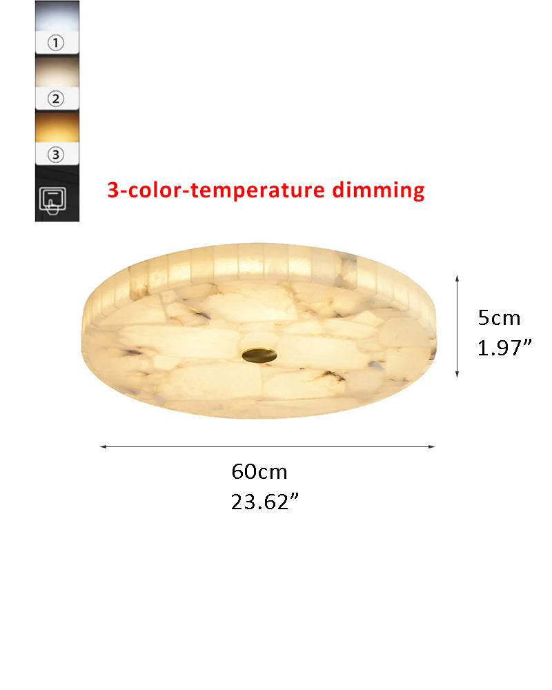 Modern White Spanish Marble Round Ceiling Light, Dia 16“/20"/24",18W to 48W