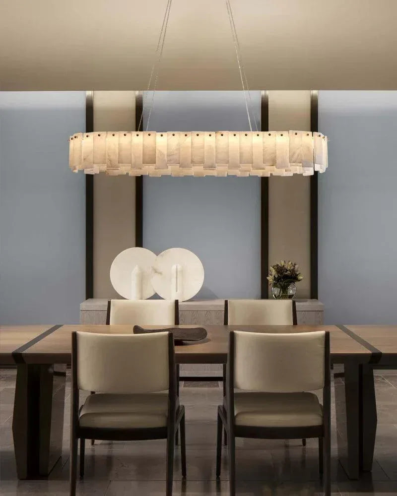 LightsStory Series Geometric Chandelier | Double Tier Polished White Marble, Luxury Brass finish for Spacious rooms and high ceilings American chandelier