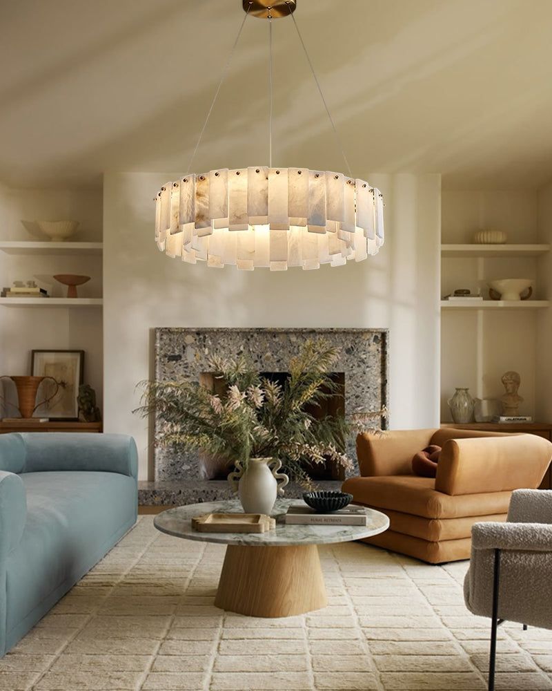 G9 round alabaster ceiling chandelier for hall