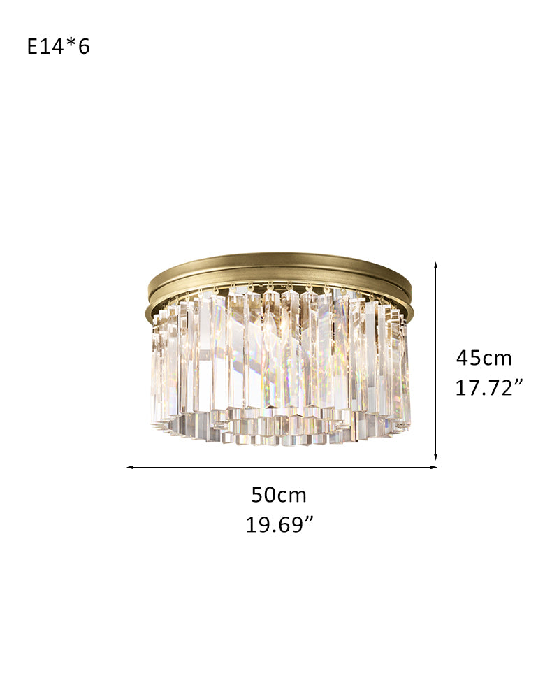 Modern Drum Ceiling Light Crystal Multiple-Light Flush Ceiling Lights 20" 32" 40",Gold/Black