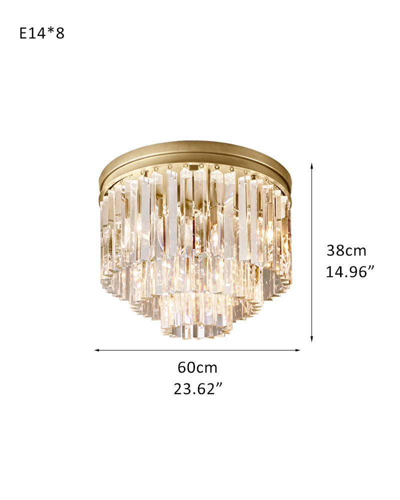 Modern Drum Ceiling Light Crystal Multiple-Light Flush Ceiling Lights 20" 32" 40",Gold/Black