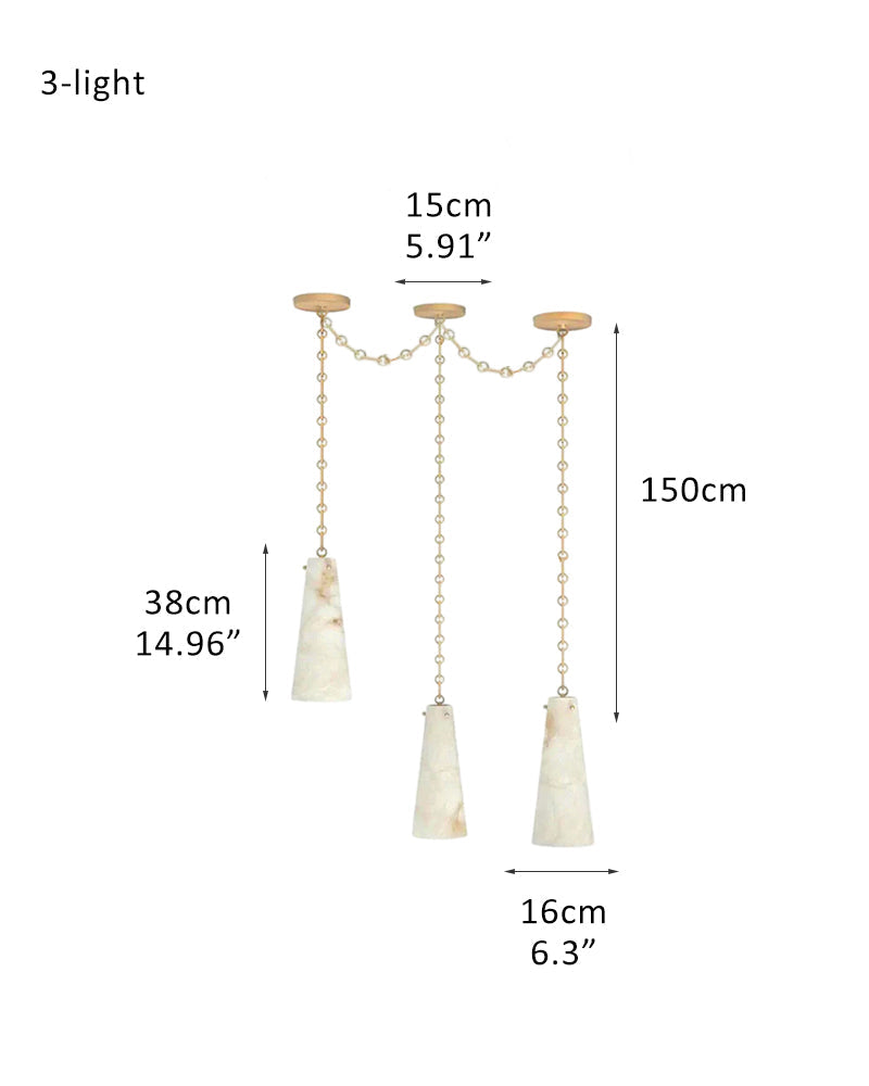 LightsStory Series Geometric Chandelier | Clustered Silhouette Translucent Alabaster and Brass, Premium Brass and Black finish for Modern Living Rooms and Dining Areas 3-light-D16*H38CM D6.3*H14.96" White + Brass Vintage Simple Pendant Lamp