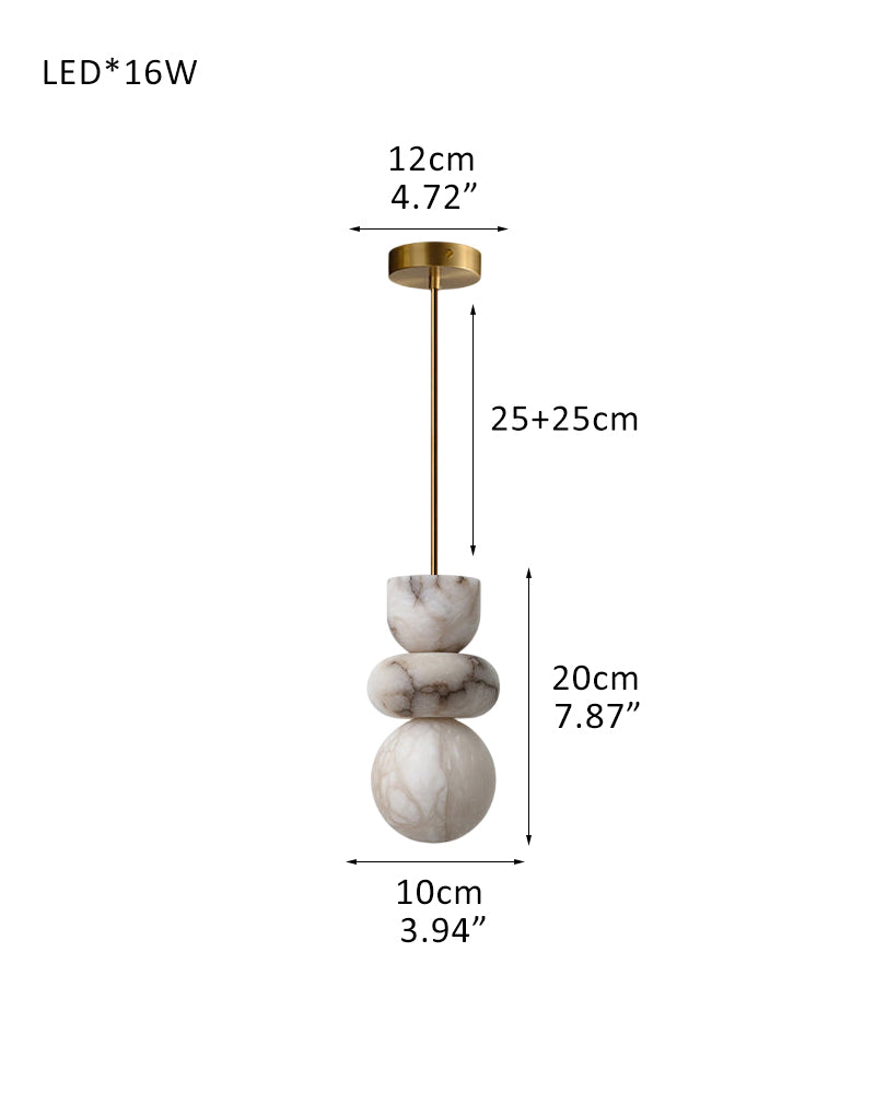 Modern Handcrafted  Spanish Stone Warm White Alabaster Pendant Chain Lighting