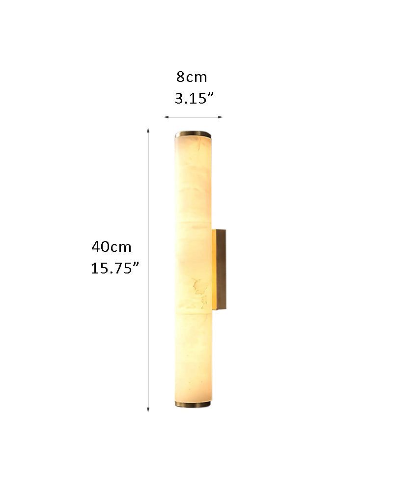 LED Copper Cylindrical Natural Marble Alabaster Wall Sconce Lamp,H30/40/50/60CM