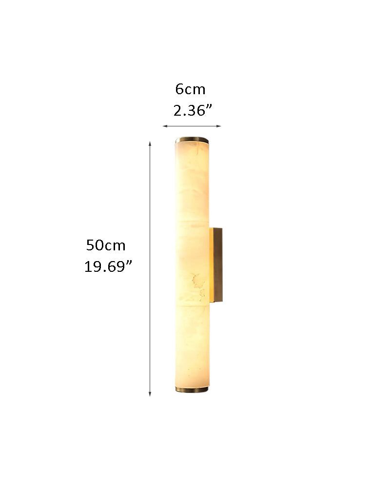 LED Copper Cylindrical Natural Marble Alabaster Wall Sconce Lamp,H30/40/50/60CM