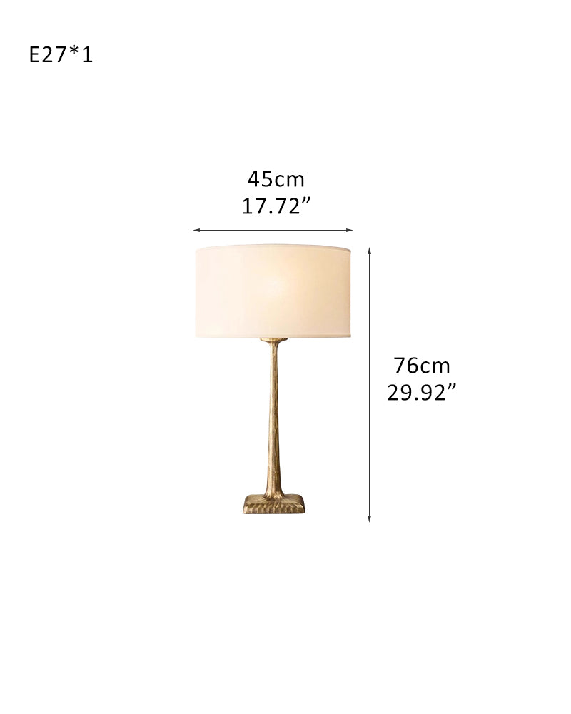 E27 Copper/Black table lamp with fabric lampshade and forged slender texture,18" Dia