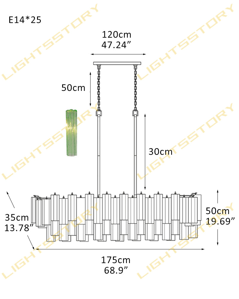10/14/20/25 light Linear Large Murano Colorful Glass Chandelier in Brass/Chrome Hardwared Luxury Modern Chandelier