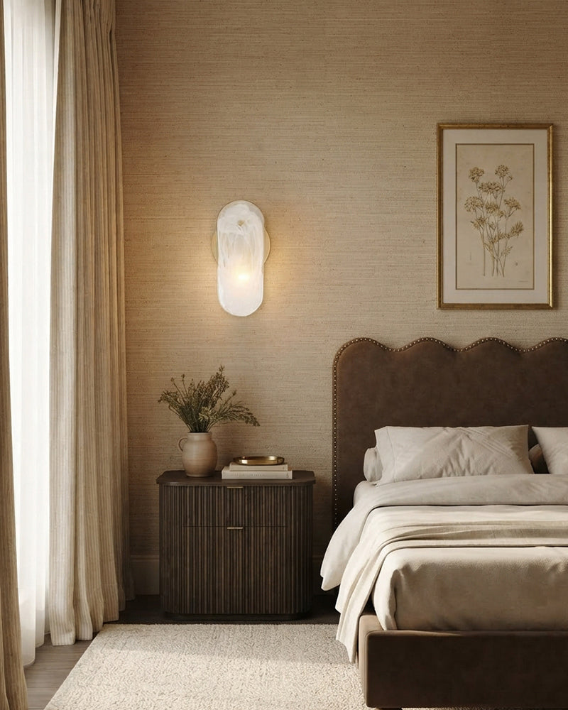 Etienne Glass Petal and Gold Trim Wall Light Sconce - Semi Flush Mount, Lux Gold Trim - Living Rooms, Bathrooms, Vanities & Hallways