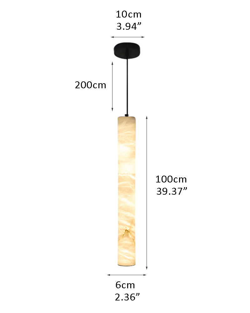 Tubular Bells Alabaster Cylinders LED Pendant Lamp in horizonal & vertical