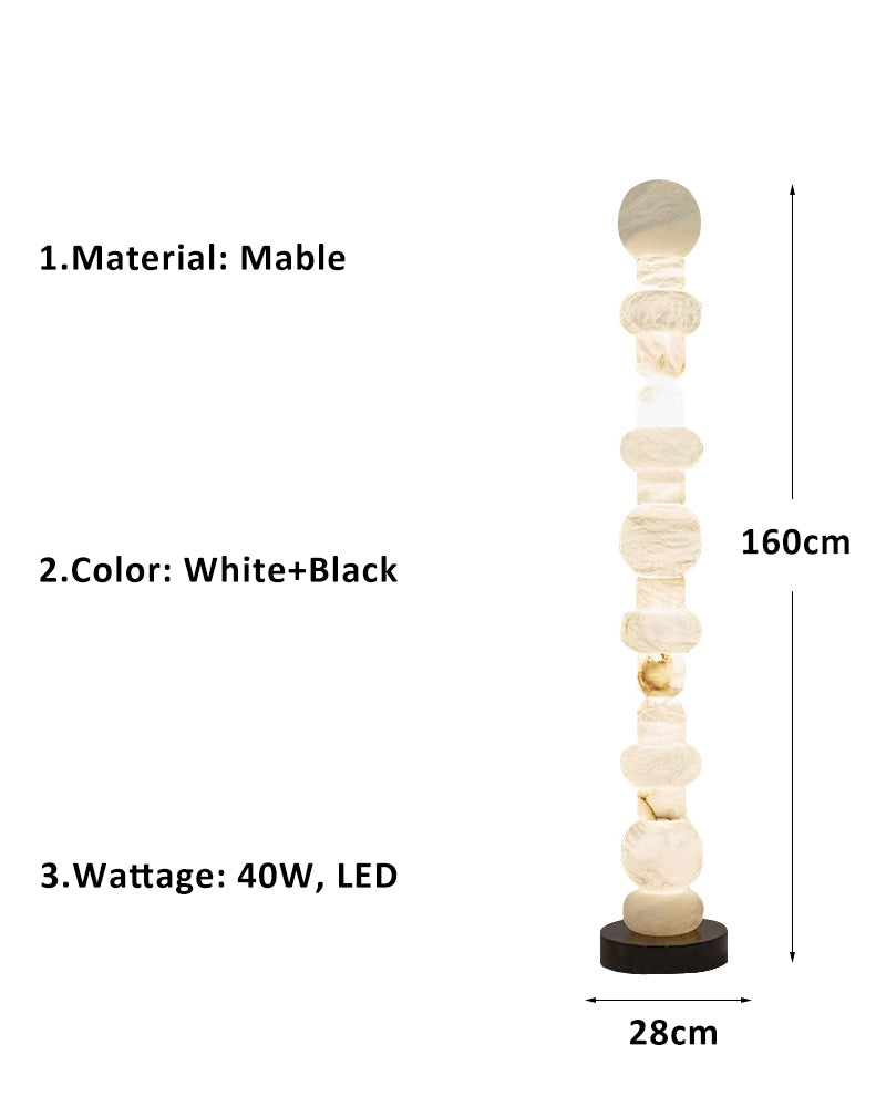 Modern White Alabaster High Standing Floor Lamp with geometric modeling design, Heigh 160cm,40W