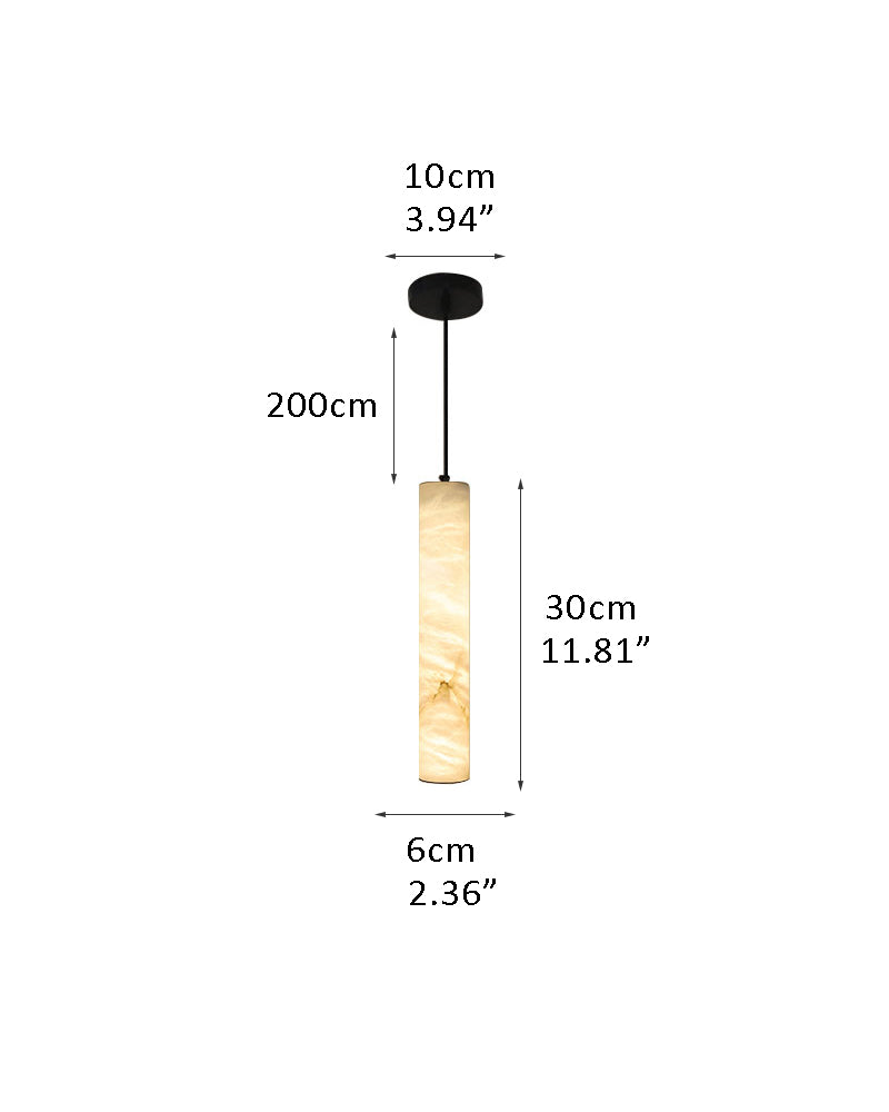 Tubular Bells Alabaster Cylinders LED Pendant Lamp in horizonal & vertical