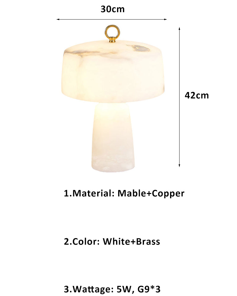 G9 White Natural Cloud Stone Table Lamp with copper pole,diameter 30cm