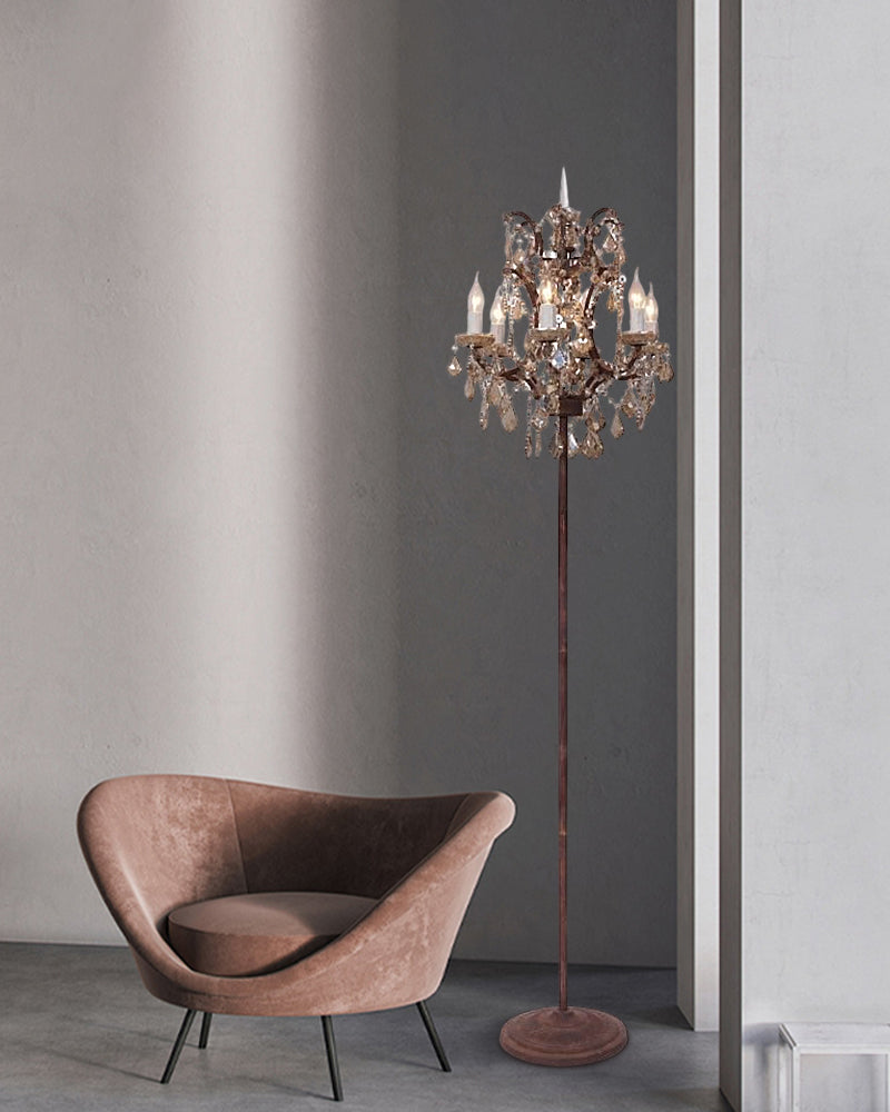 Industrial Crystal Floor Light Vintage Candle Standing Lamp