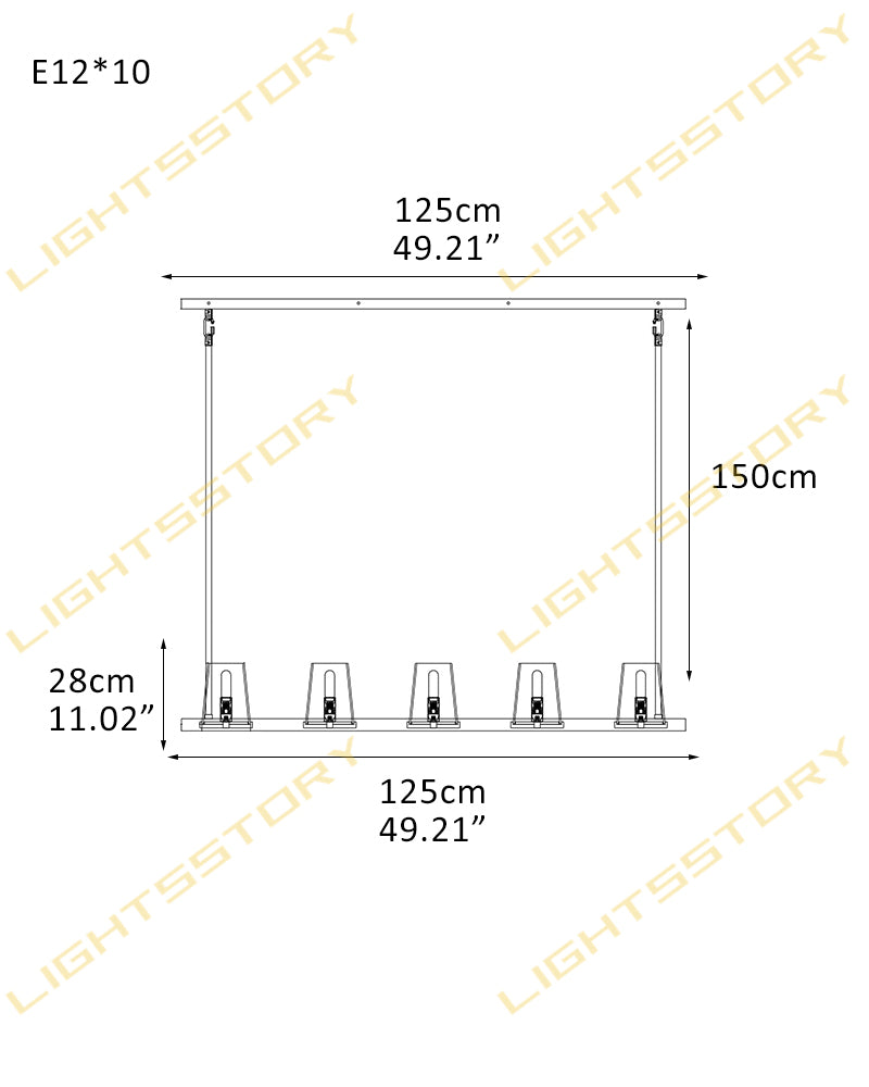 Pauillac Frabic Shade Round Chandelier 36" 48" 60" Lacquered Burnished Brass/Black 10-light-L125*H28CM L49.21"*H11.02"-linear American chandelier