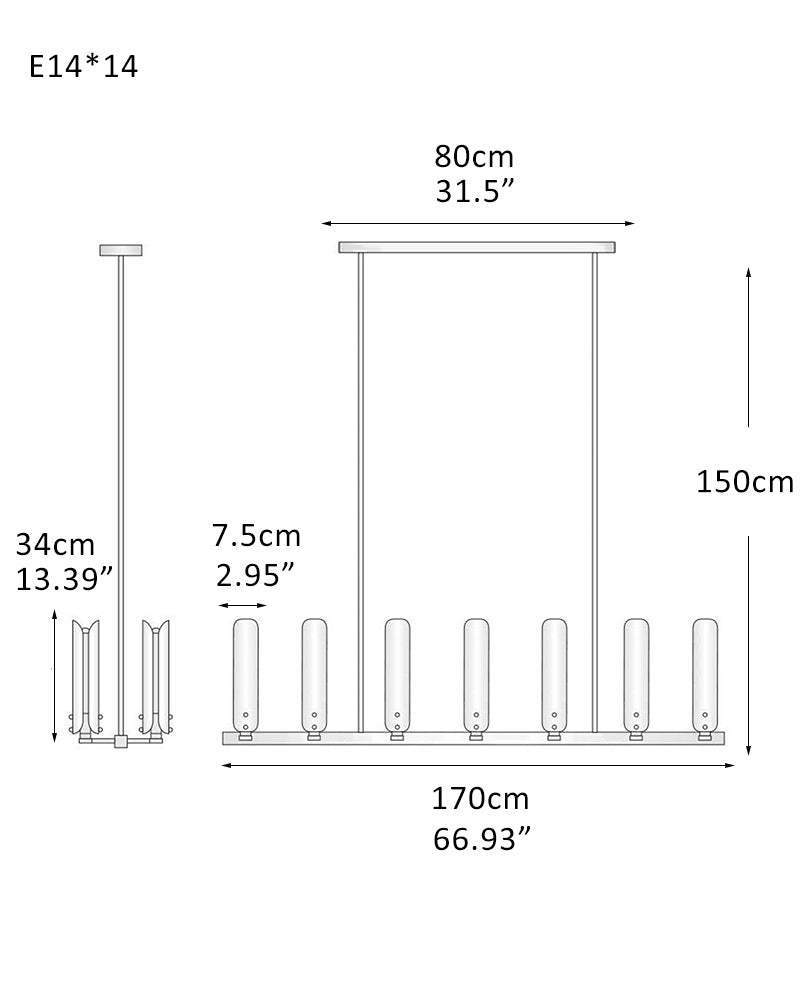Modern Design Platiere Linear Chandelier Collection with Opal White Glass | Antique Brass/Black Finish