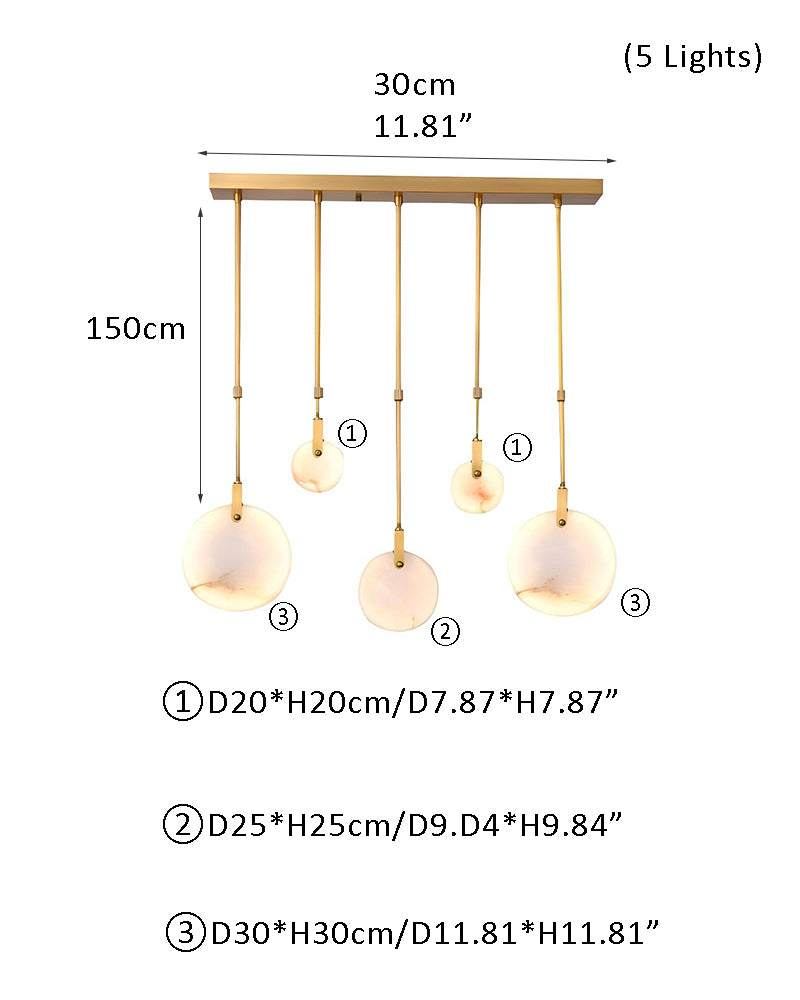 1/3/5/7/9/12/15/24-lights Spanish Marble LED chandelier Lamp in brass with round design