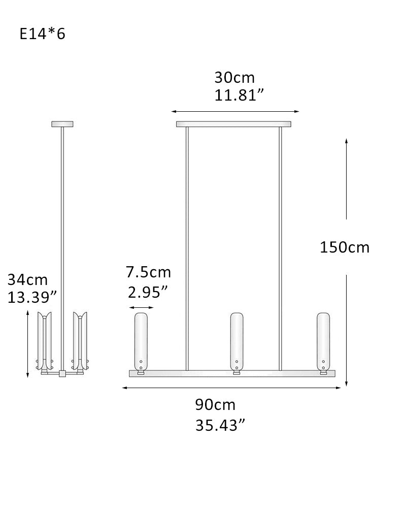 Modern Design Platiere Linear Chandelier Collection with Opal White Glass | Antique Brass/Black Finish