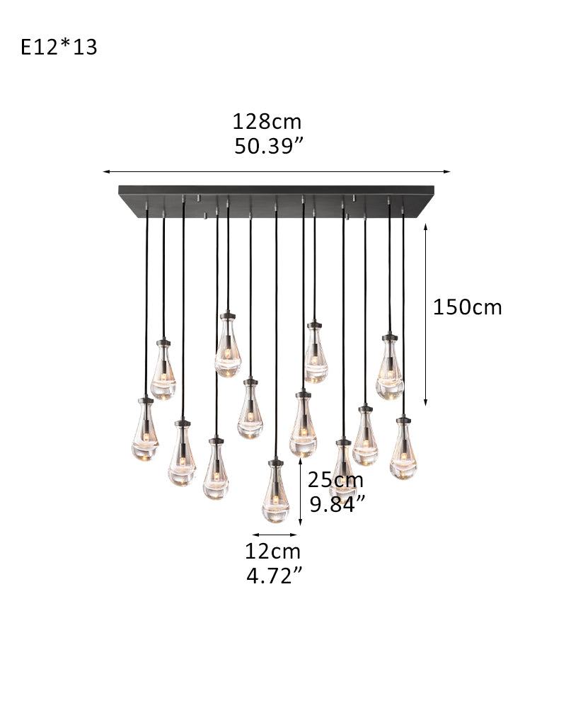 Aveline Teardrop Cluster Chandelier - Precision-Cut K9 Crystal - Luxury Home Interior Lighting