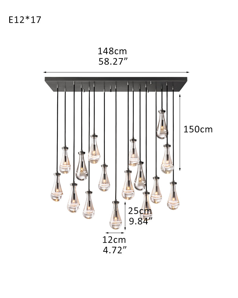 Aveline Teardrop Cluster Chandelier - Precision-Cut K9 Crystal - Luxury Home Interior Lighting