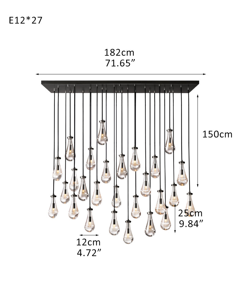 Aveline Teardrop Cluster Chandelier - Precision-Cut K9 Crystal - Luxury Home Interior Lighting