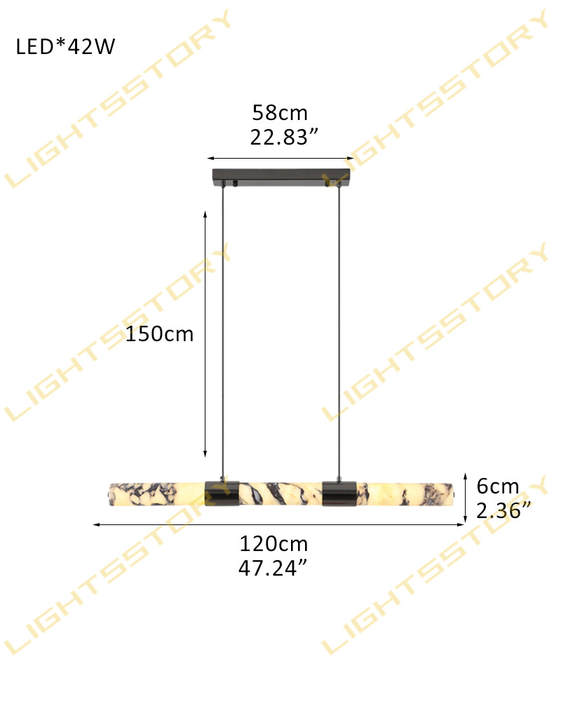 Modern Luxury LED Marble Linear Suspension Light Wide 36" 48" 60" for Kitchen Island L120*H6CM L47.24"*H2.36" Black + White Luxury Modern Chandelier