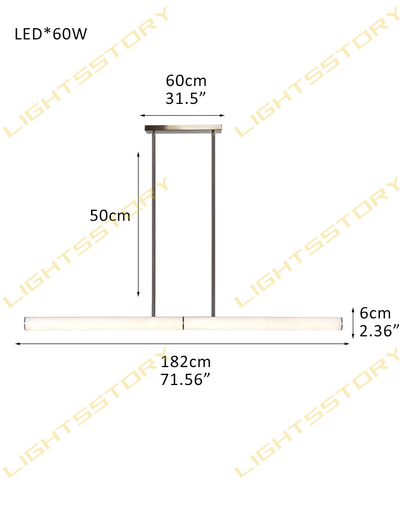 Callisto Horizontal Lighting LED Minimalist Linear Strip Alabaster Pendant Lamp for Dining Table