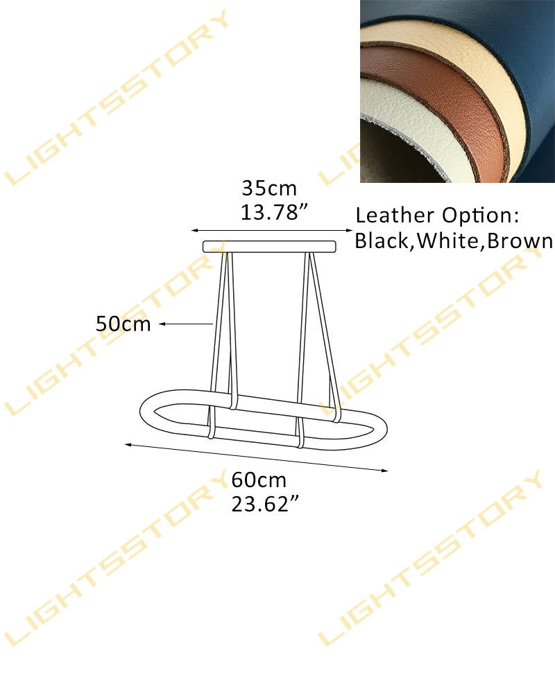 Alabaster Oval Pill Leather Strap Pendant Light - Natural Spanish Alabaster Halo, Organic Leather Trim - Kitchens, Dining & Living Rooms