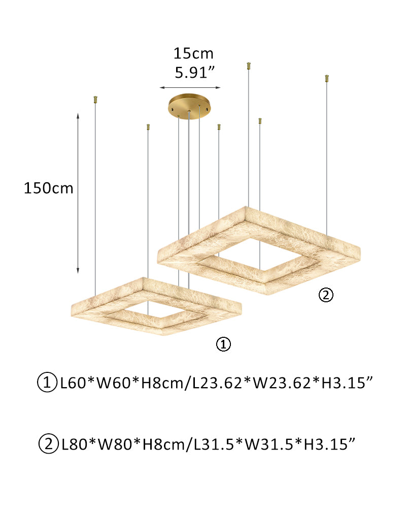 Rectangle Large Alabaster Pendant Lamp for kitchen Island,48“Dia 80w