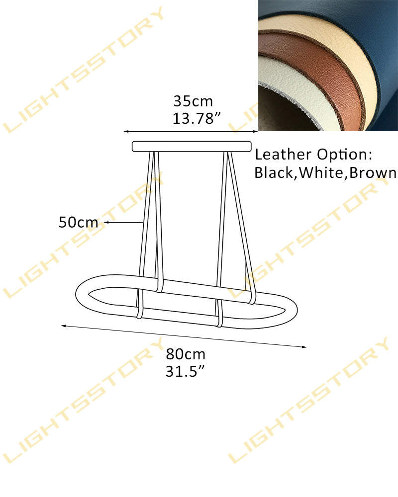 Alabaster Oval Pill Leather Strap Pendant Light - Natural Spanish Alabaster Halo, Organic Leather Trim - Kitchens, Dining & Living Rooms